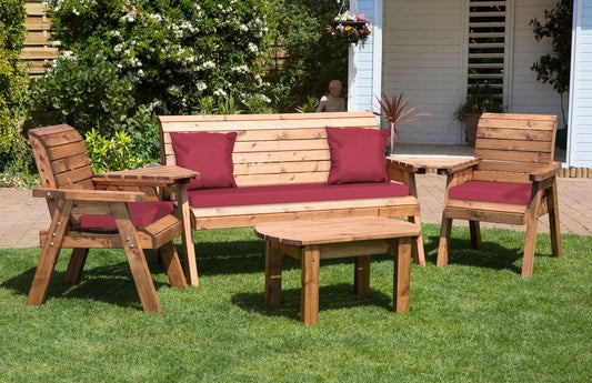 Charles Taylor Trading Five Seater Multi Set With Burgundy Cushion Brown