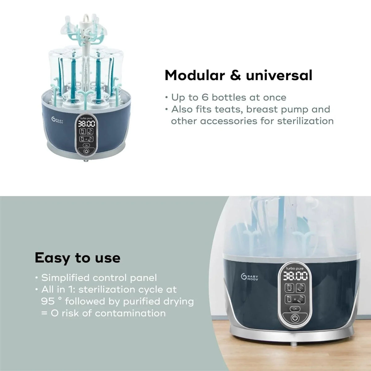 Babymoov Turbo Pure 3-in-1 Steriliser & Dryer & Purified Bottle Storage