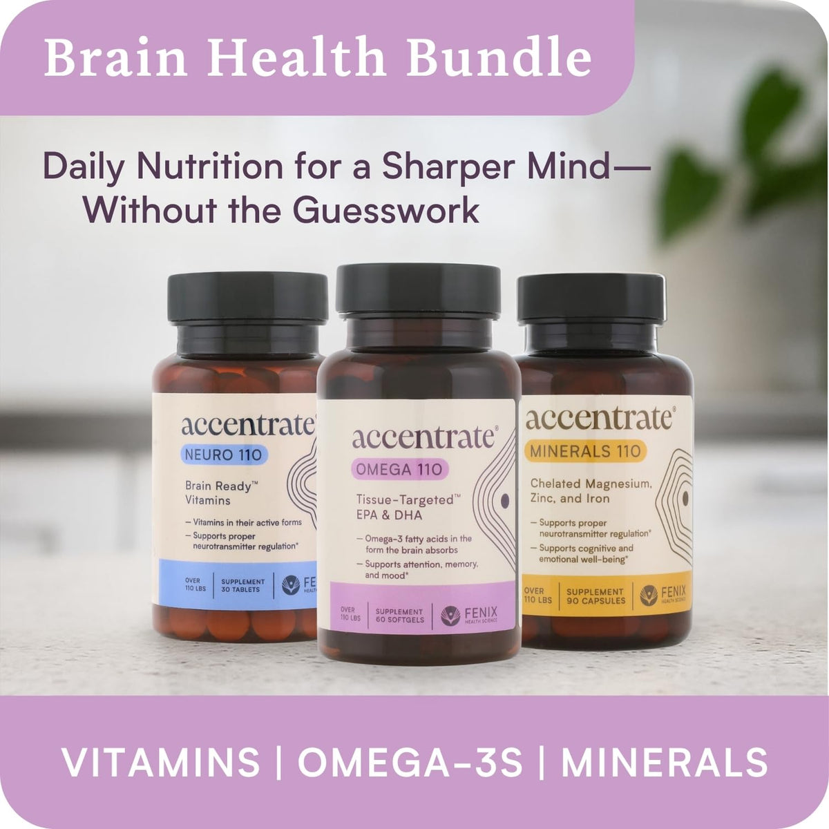 Accentrate Omega 110 w/ LYSOVETA LPC – High-Potency EPA & DHA for Brain, Focus & Vision | 6x Absorption