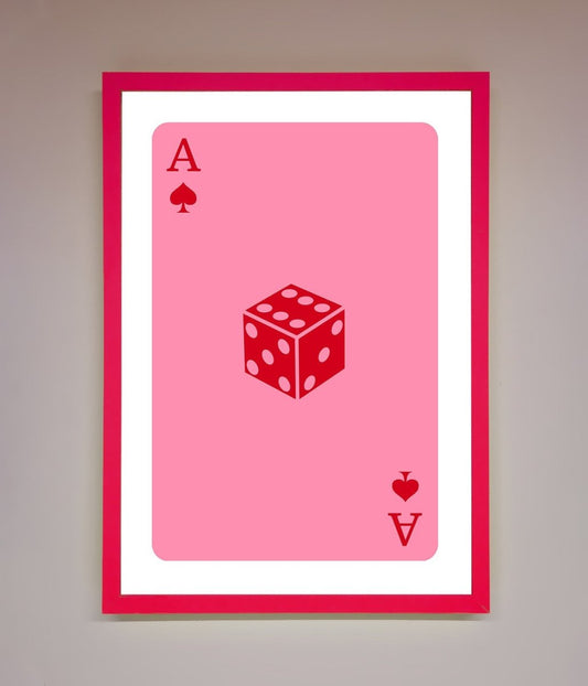 Ace Of Spades Poker Pink Framed Wall Art