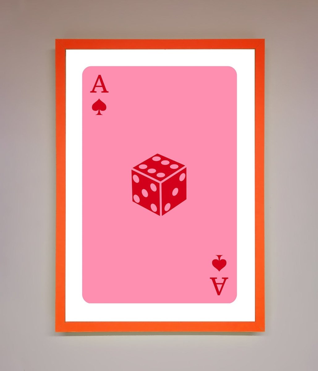 Ace Of Spades Poker Pink Framed Wall Art