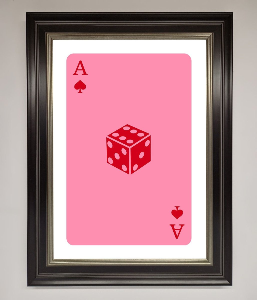 Ace Of Spades Poker Pink Framed Wall Art