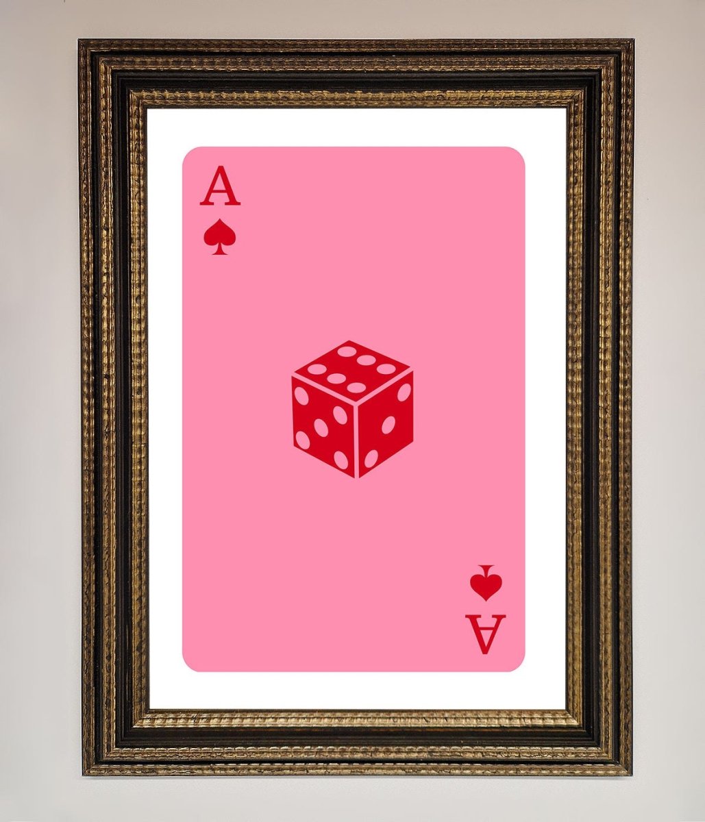 Ace Of Spades Poker Pink Framed Wall Art