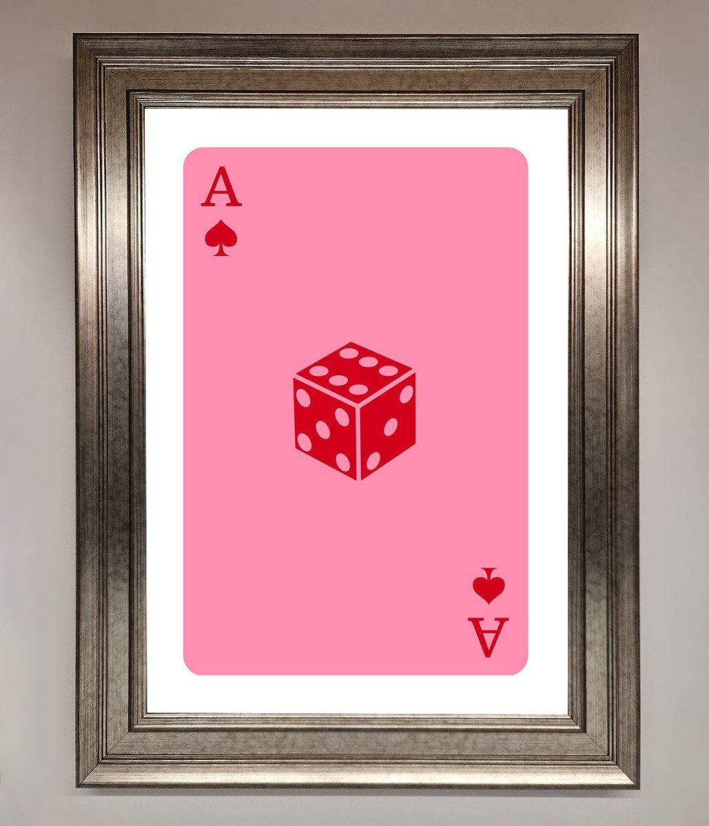 Ace Of Spades Poker Pink Framed Wall Art