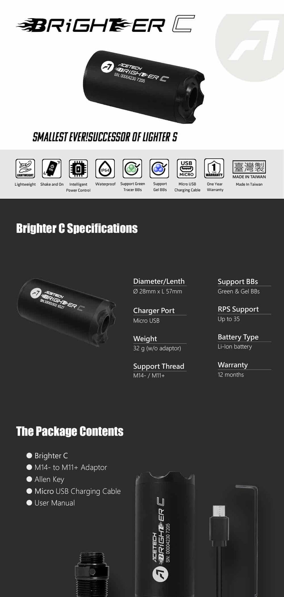 Acetech Brighter C Tracer Unit (Coloured)