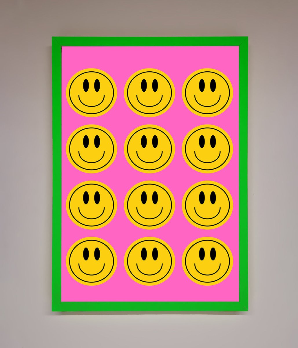 Acid Smile Faces Framed Poster