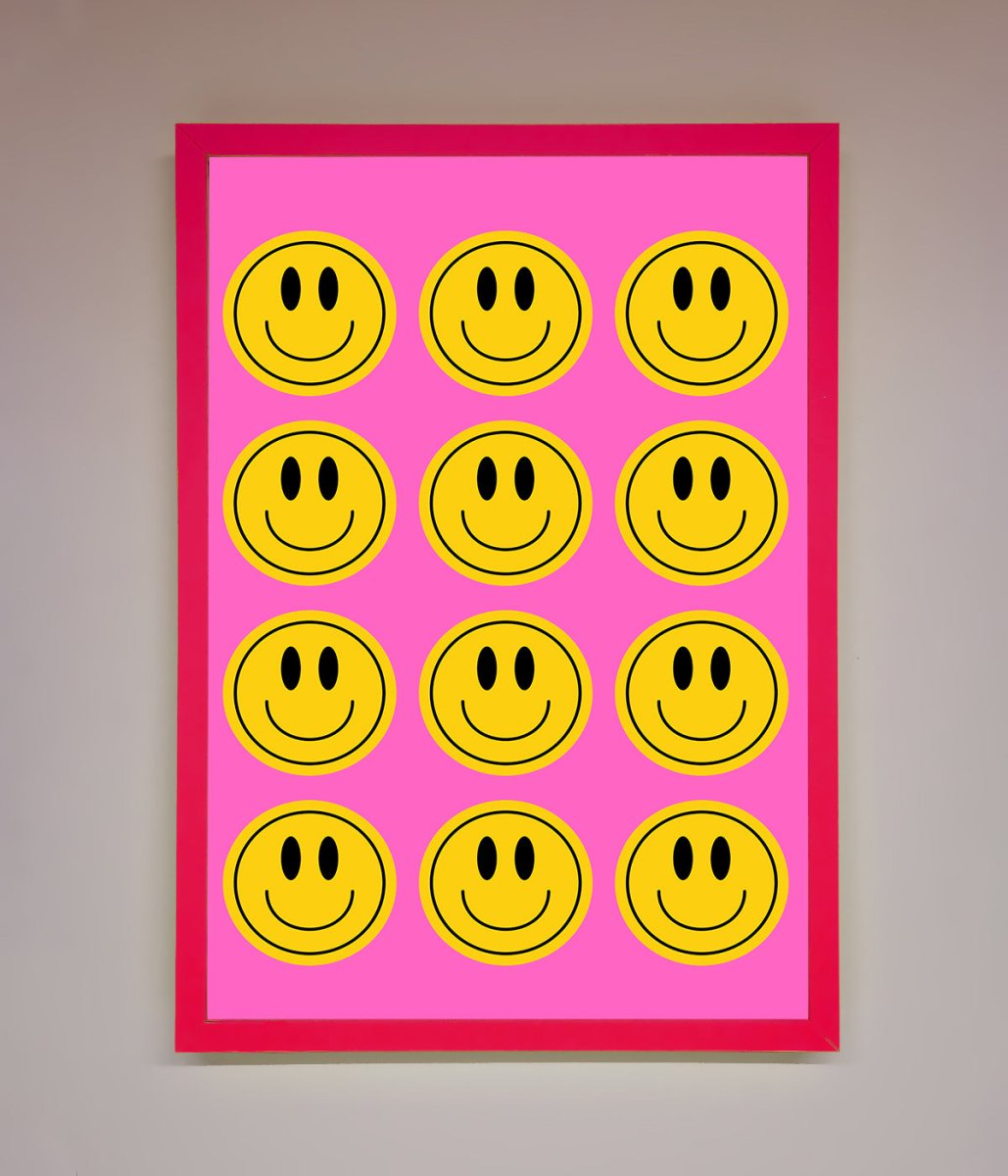 Acid Smile Faces Framed Poster