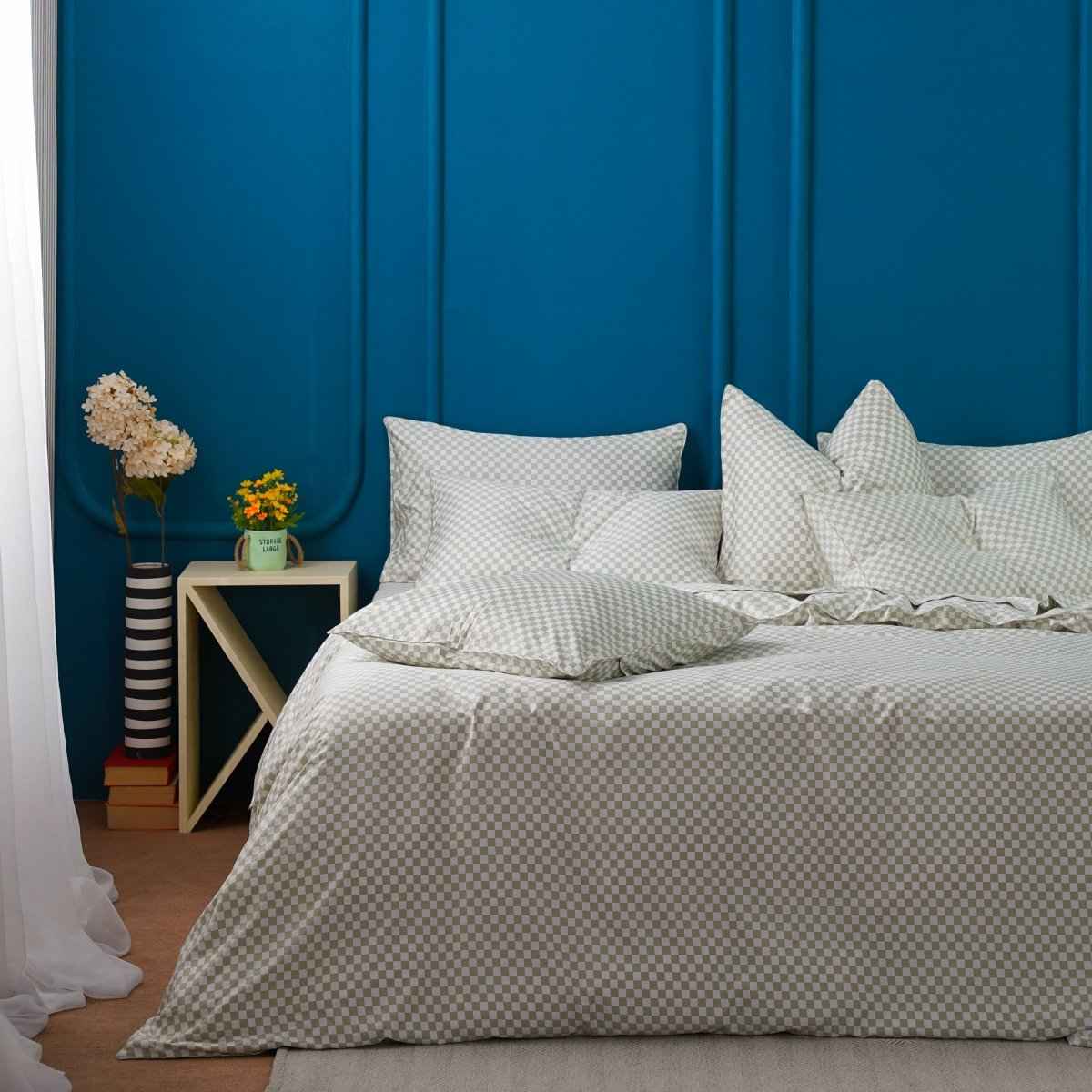 Ackly Bamboo - Sage Green Checkerboard Bedding