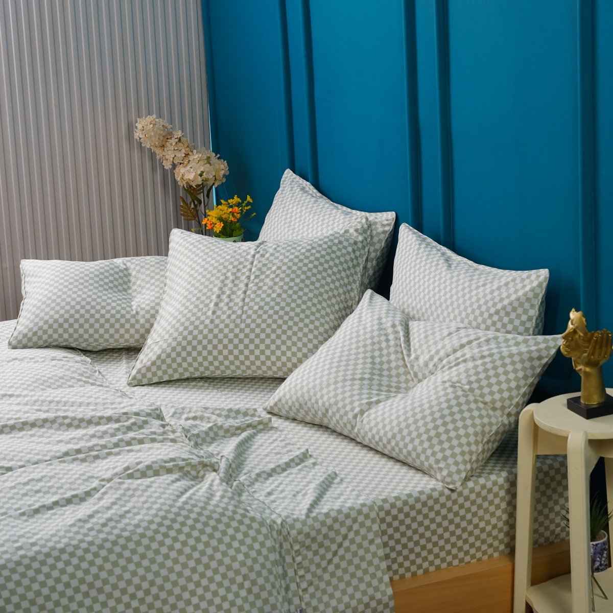 Ackly Bamboo - Sage Green Checkerboard Bedding