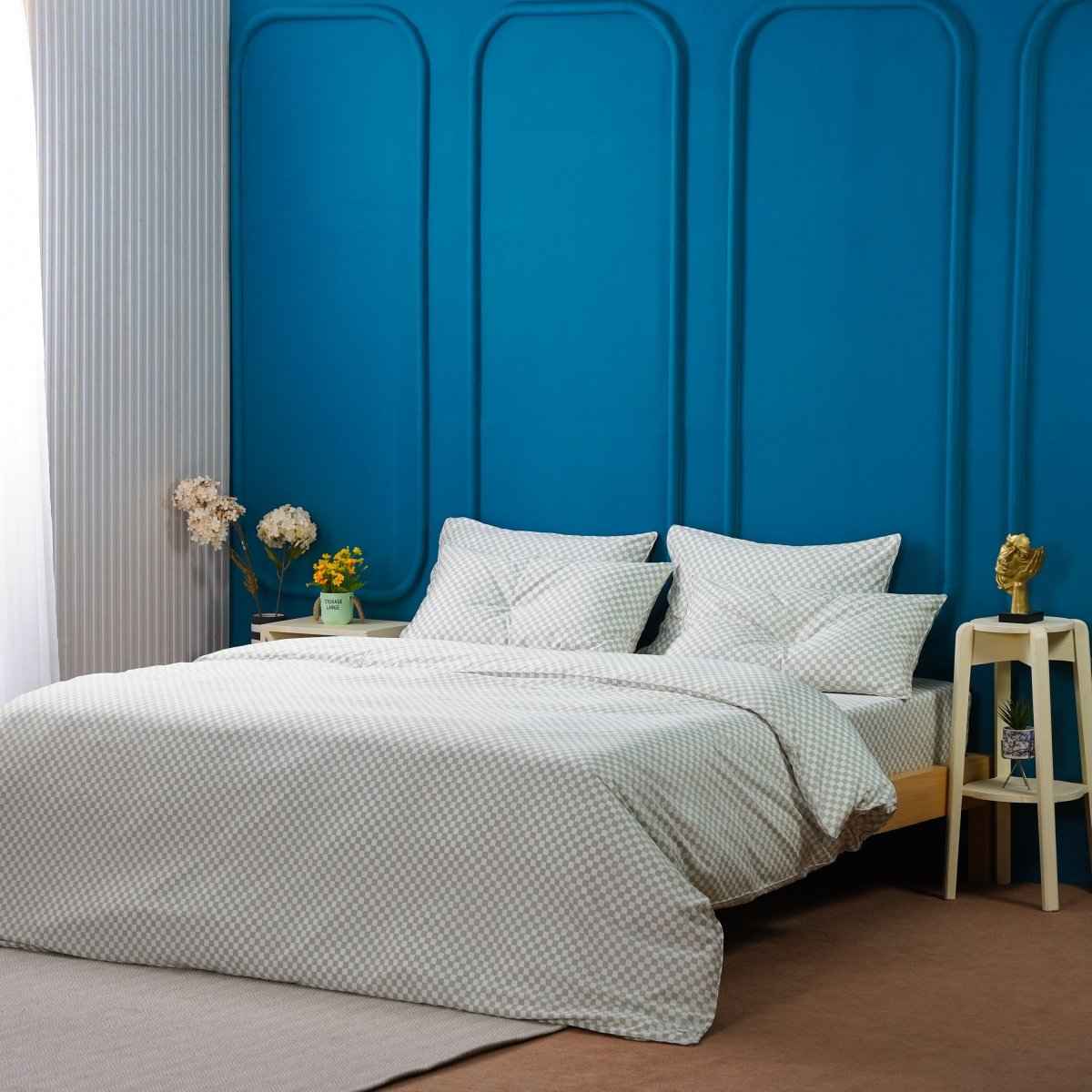 Ackly Bamboo - Sage Green Checkerboard Duvet Cover