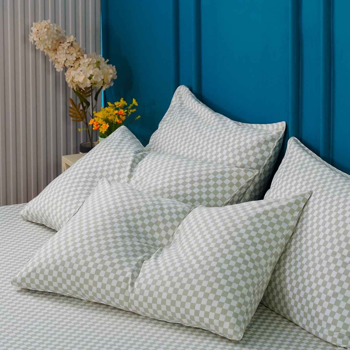 Ackly Bamboo - Sage Green Checkerboard Pillowcases Pair