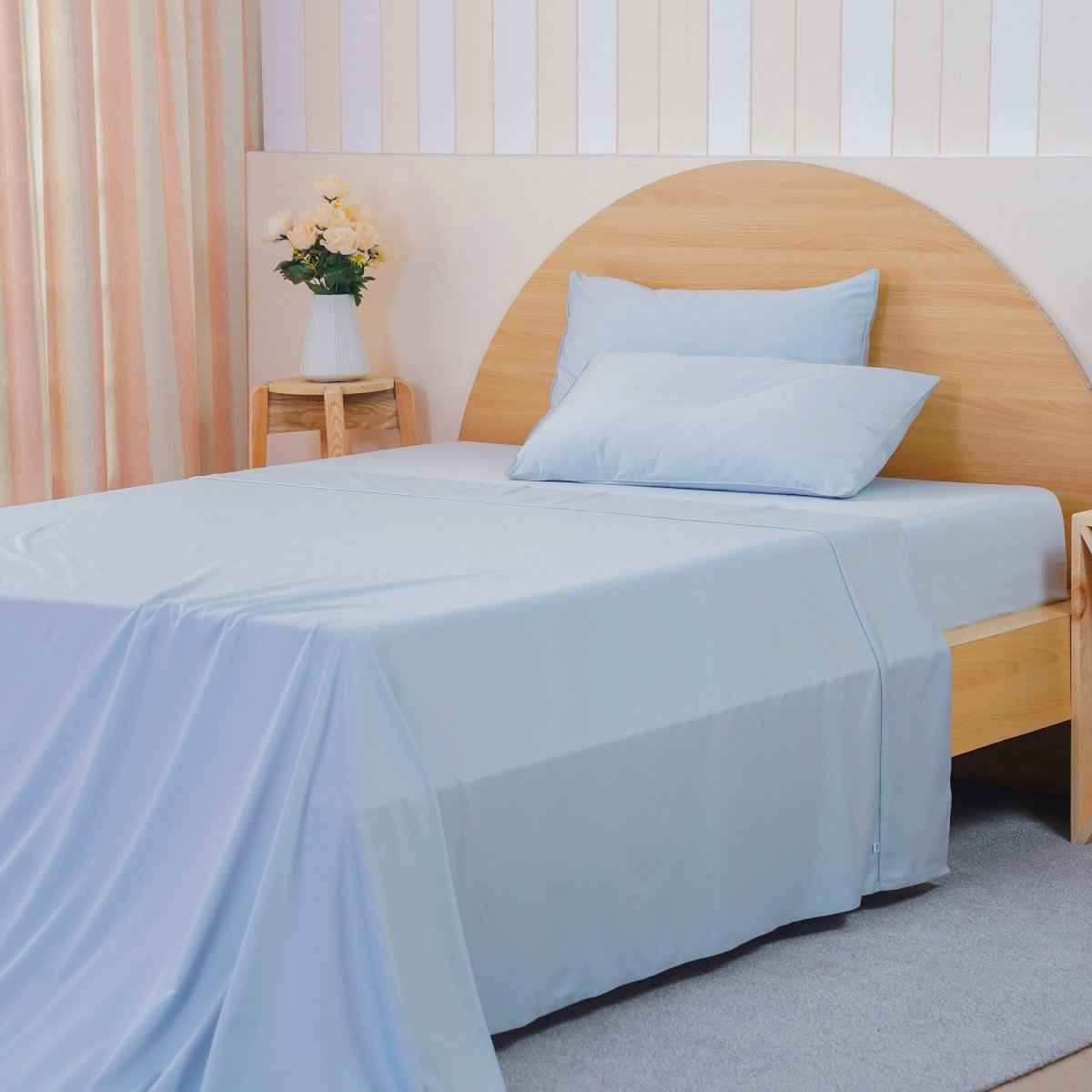 Ackly Bamboo - Sky Blue Flat Sheet