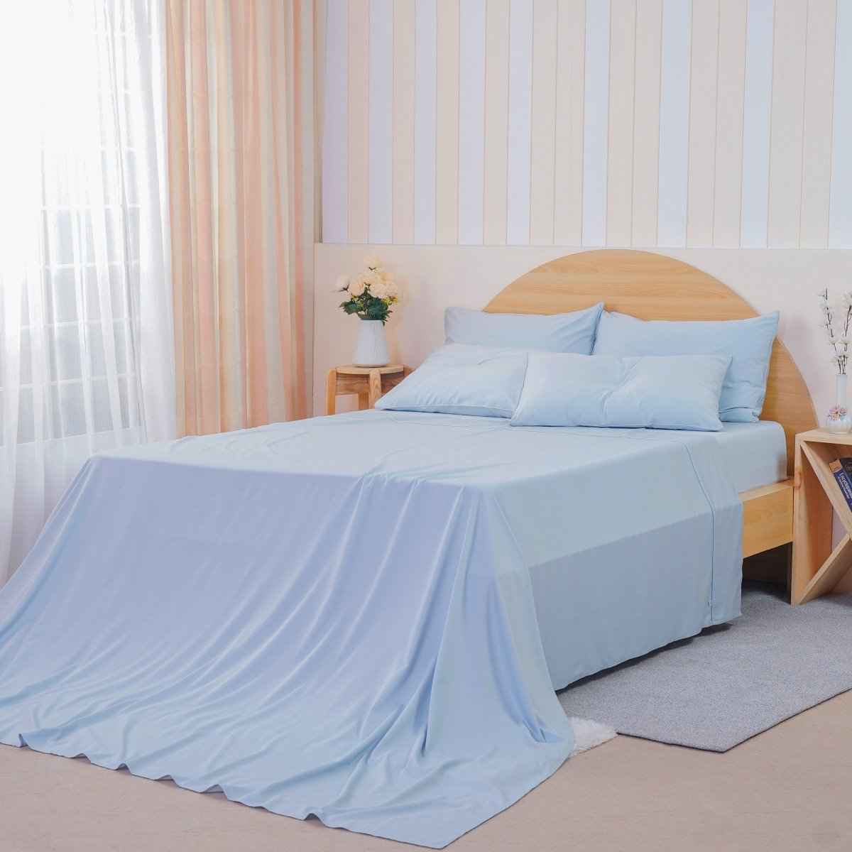 Ackly Bamboo - Sky Blue Flat Sheet