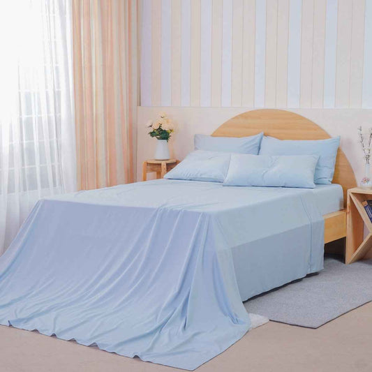 Ackly Bamboo - Sky Blue Flat Sheet