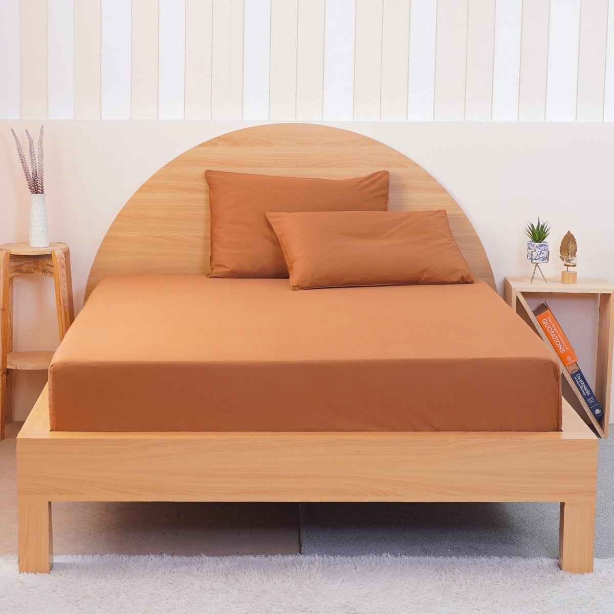 Ackly Bamboo - Terracotta Orange Fitted Sheet