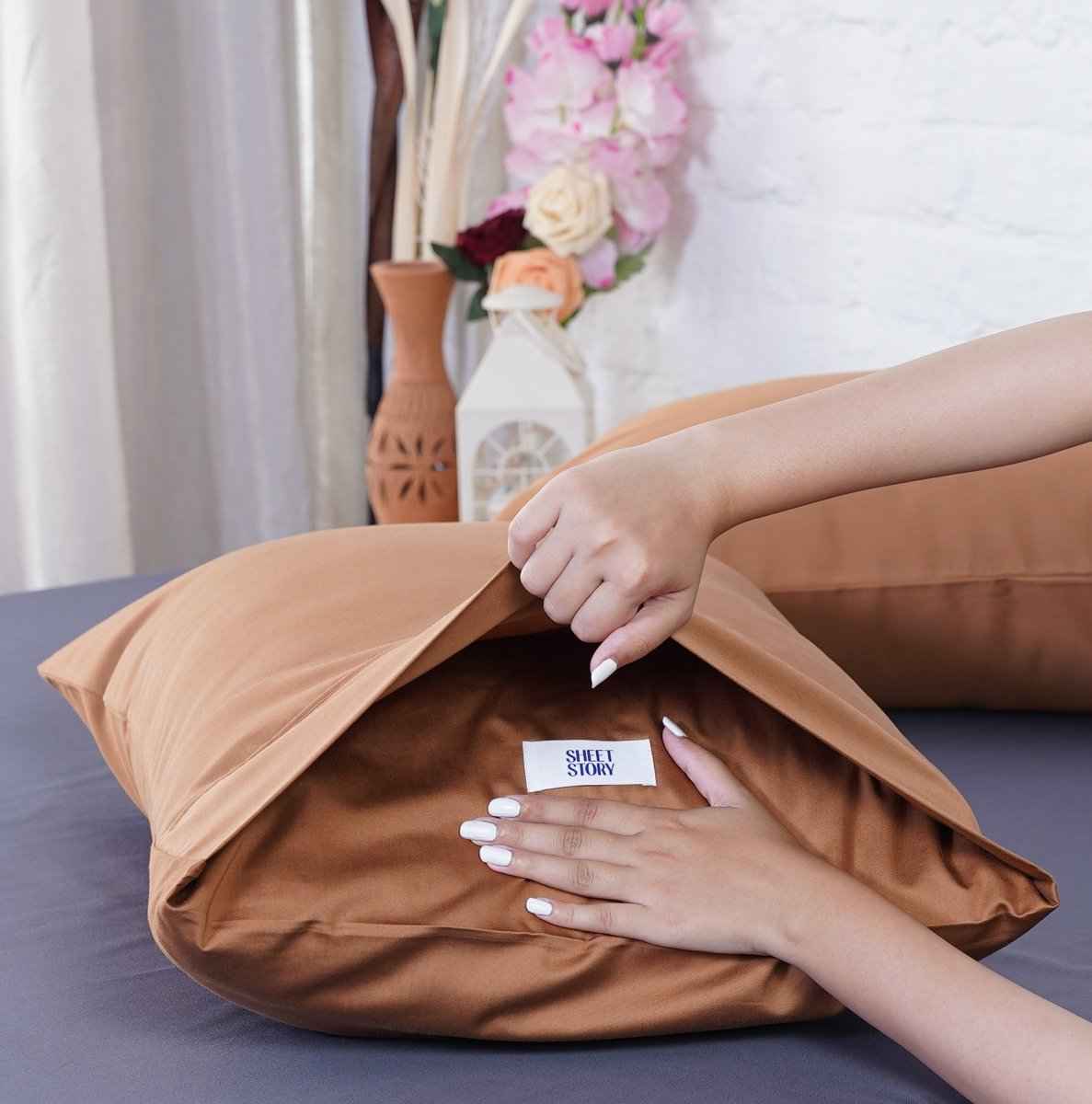 Ackly Bamboo - Terracotta Orange Pillowcases Pair