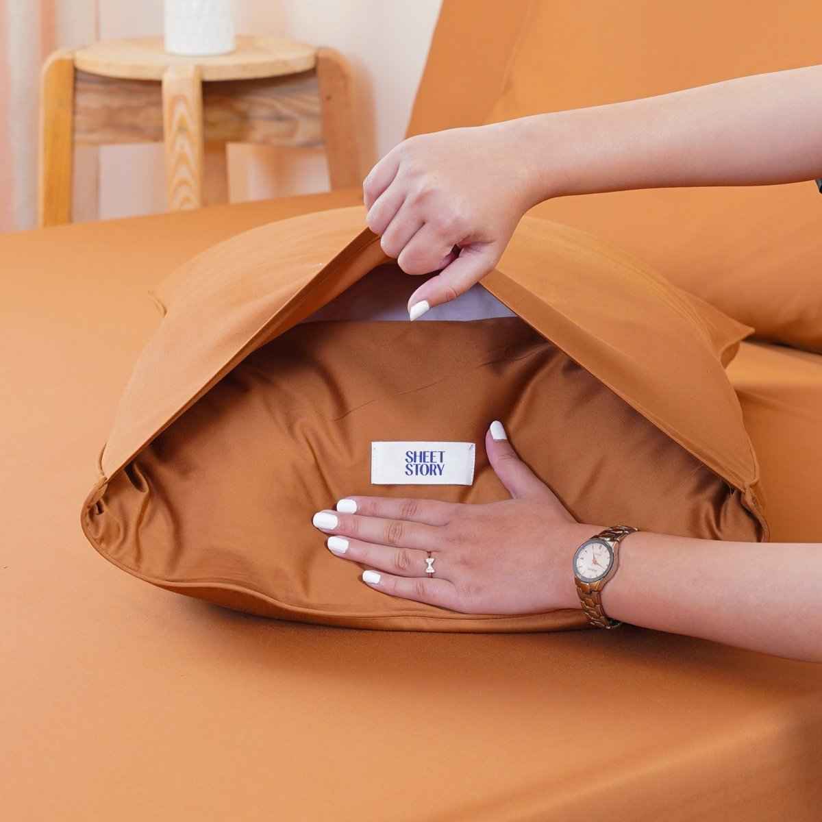 Ackly Bamboo - Terracotta Orange Pillowcases Pair