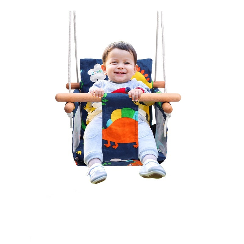 Cotton Linen Kids Hanging Chair - Portable Indoor Outdoor Swing