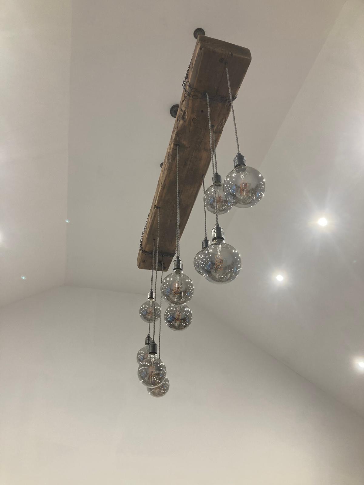 Chunky Wooden Beam Chandelier XXL Long Drop