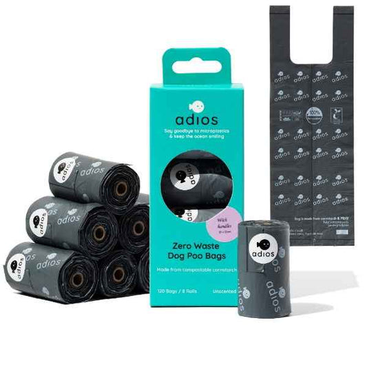 Adios Plastic 8 rolls in Grey (120 bags) - Handle on a Roll