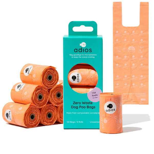 Adios Plastic 8 rolls in Pink (120 bags) - Handle on a Roll