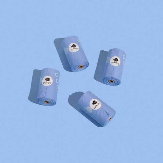 Adios Plastic Compstable Poo Bag Blue 15''s