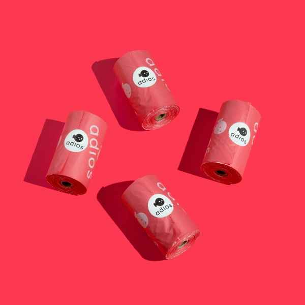 Adios Plastic Compstable Poo Bag Hot Pink 15''s
