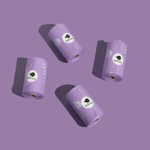 Adios Plastic Compstable Poo Bag Lilac 15''s