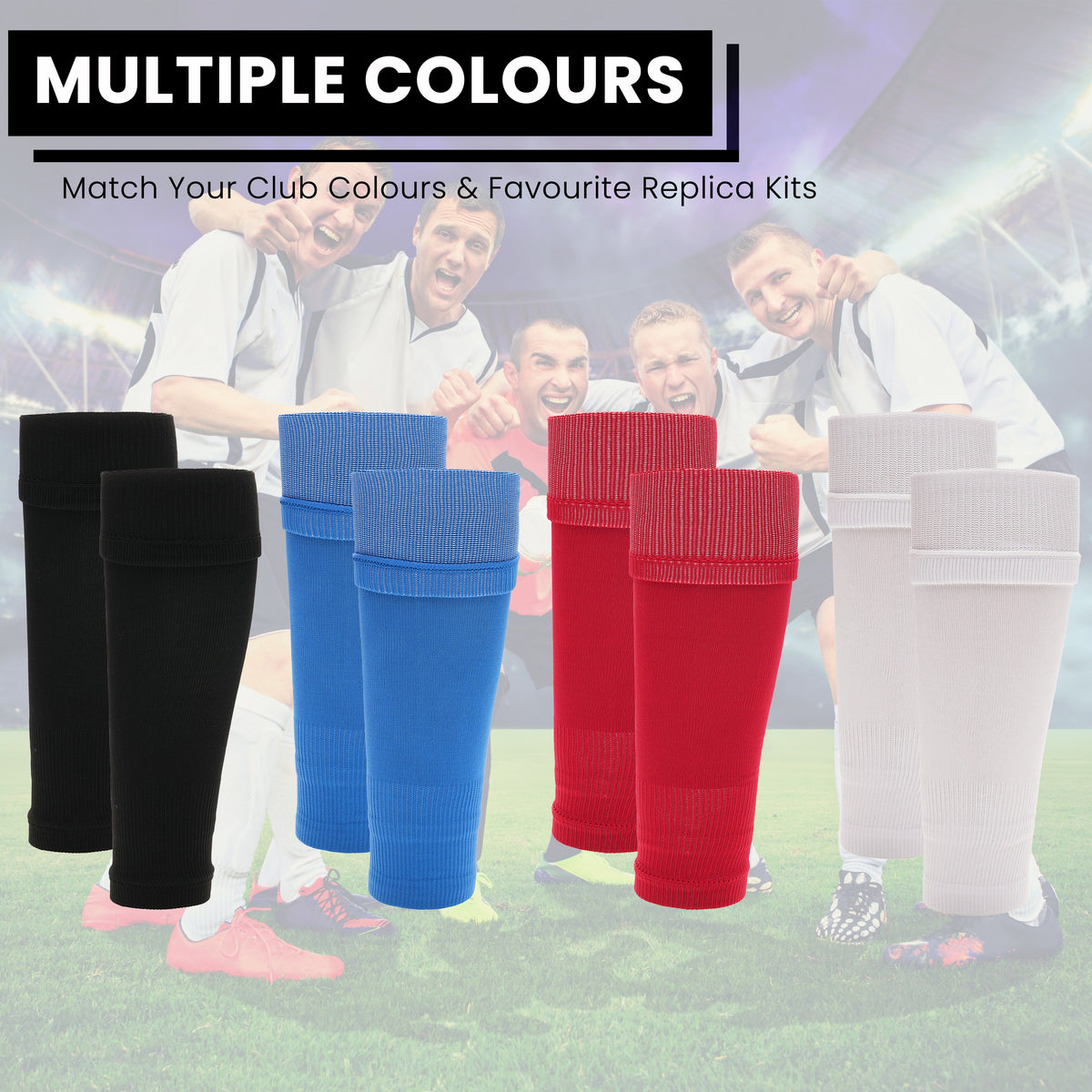 Sock Stack Adults Unisex Red Football Leg Sleeve Socks Compression Support Over Shin Pads