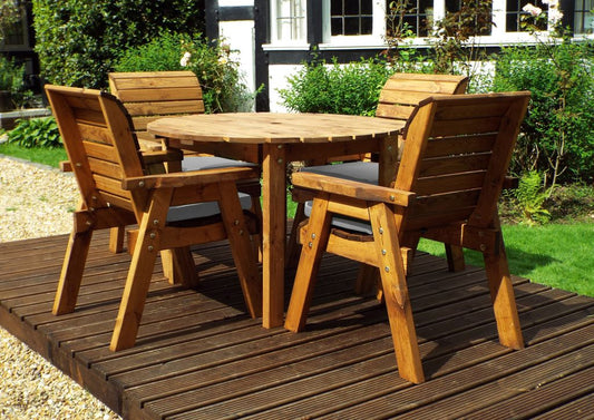 Charles Taylor Trading Four Seater Round Table Set With Green Cushion Brown