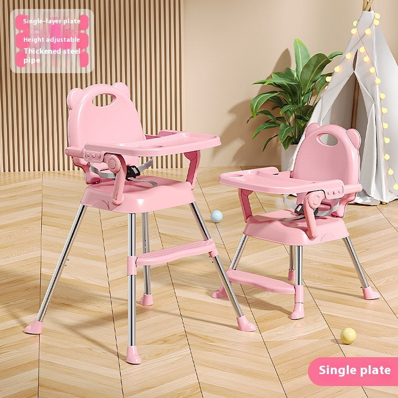 Abaddou Foldable Baby High Chair - Adjustable Metal Frame 105cm
