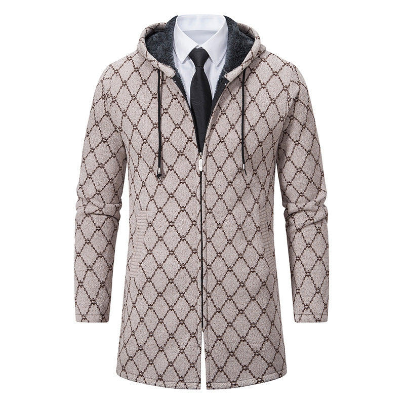Men's Mid-length Sweater Fashion Casual Hooded Coat
