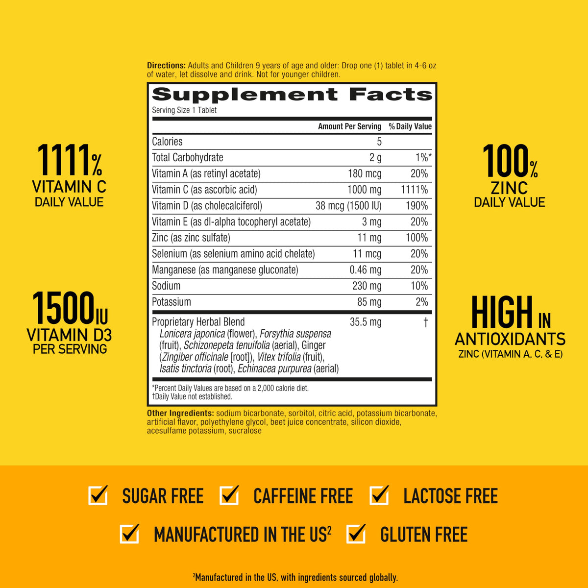 Vitamin C 1000mg Immune Support Tablets | Airborne Very Berry 36 Ct