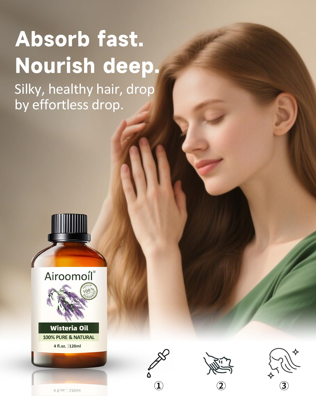 Airoomoil Pure Wisteria Essential Oil - 100% Natural, Premium Grade, 4 oz (120 ml)