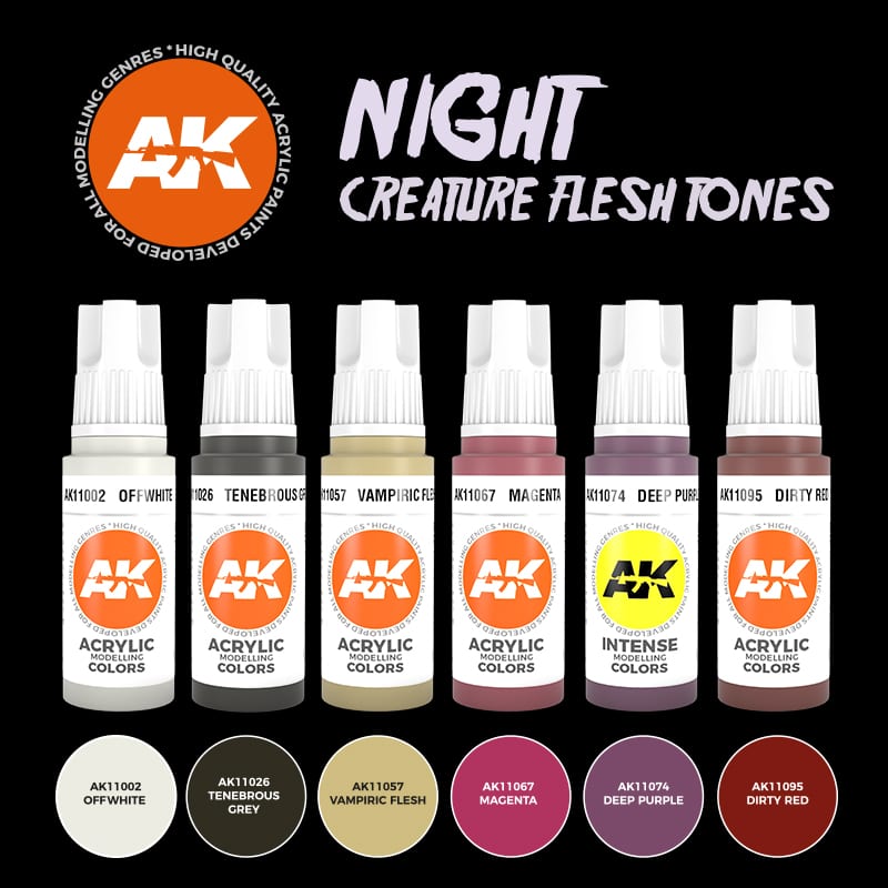 AK Interactive 3rd Gen Acrylics Night Creatures Flesh Tones Set (AK11602)