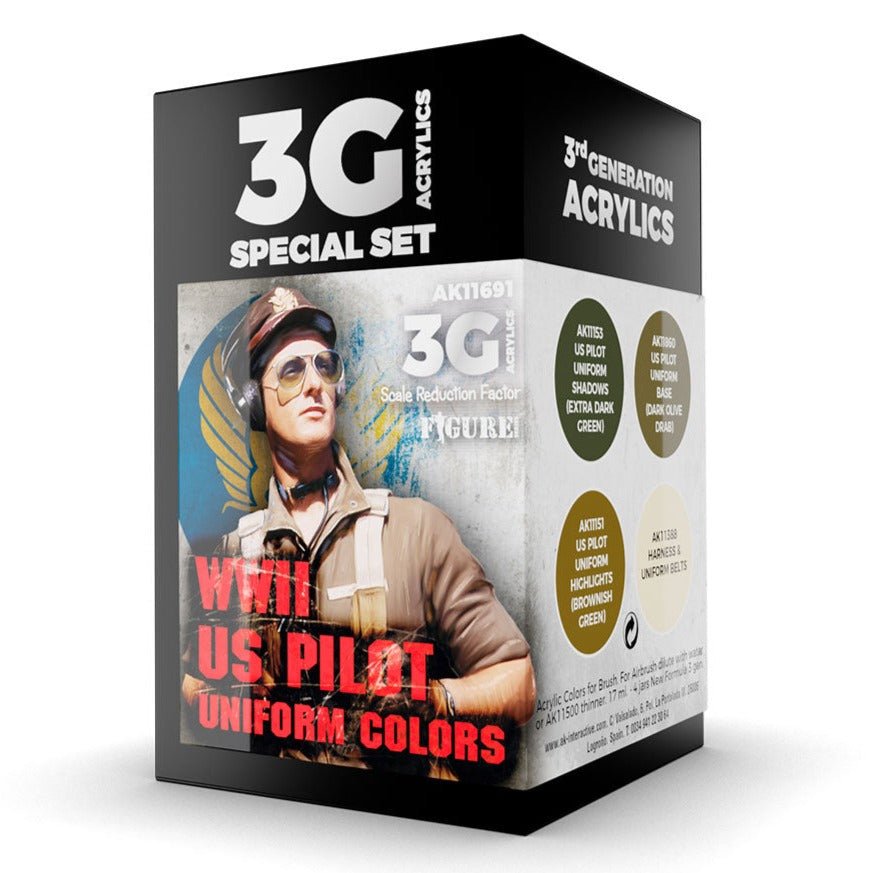AK Interactive 3rd Gen Aircraft Paint Set - WWII US Uniform Colors (AK11691)