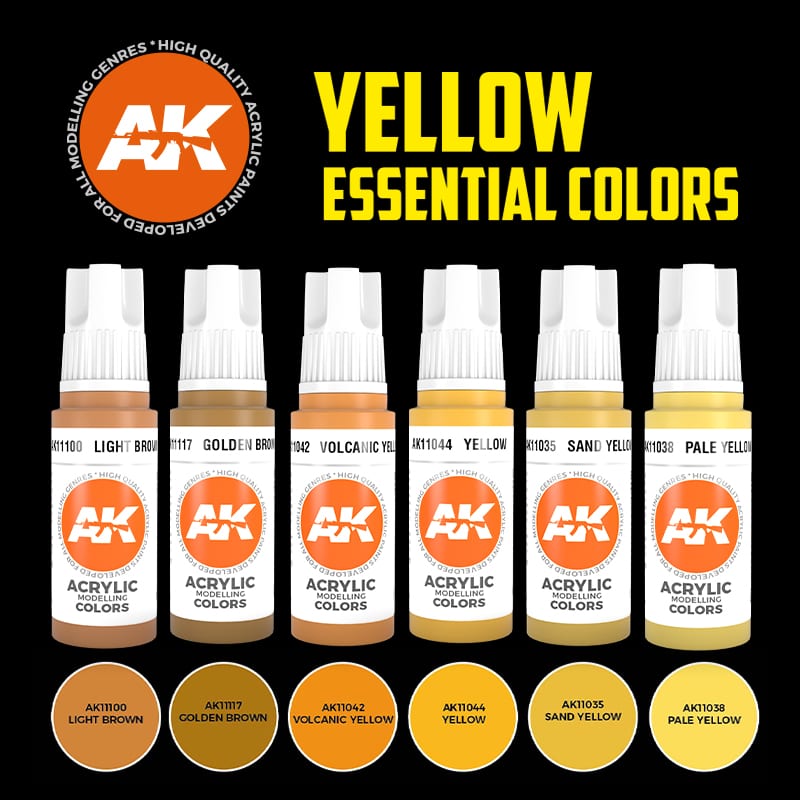 AK Interactive 3rd Genacrylic Yellow Essential Colors Set (AK11615)