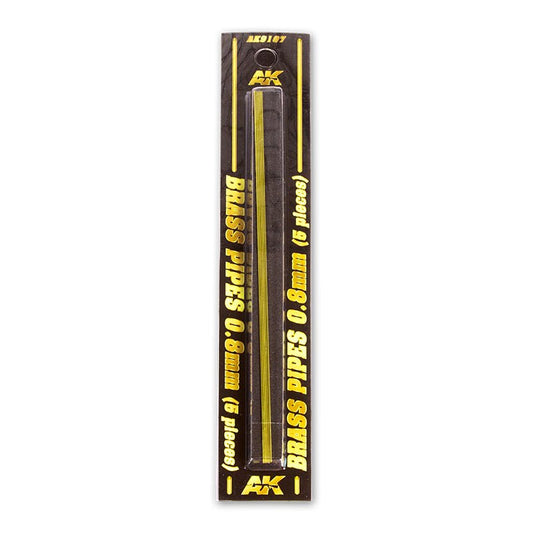 AK Interactive - Brass Pipes 0.8mm, 5 Units (AK9107)
