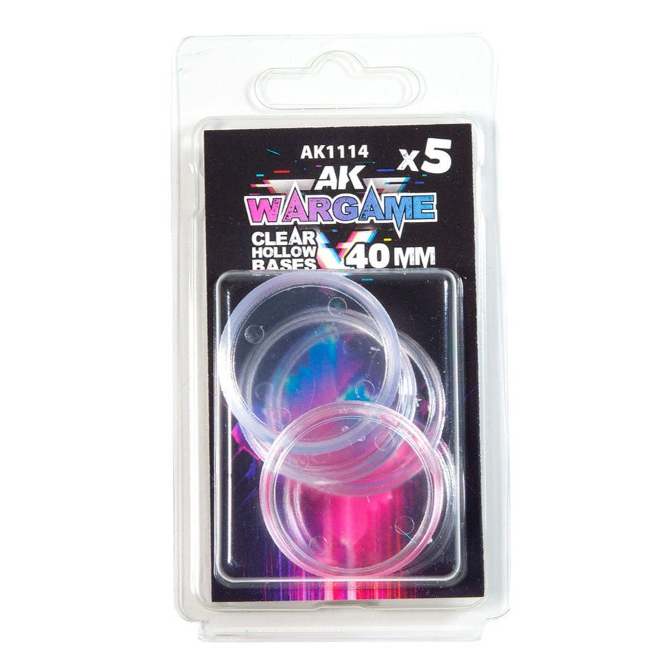 AK Interactive - Clear Hollow Round Bases 40mm X 5 (AK1114)