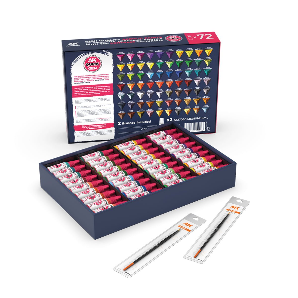AK Interactive Quick Gen Paint Set - 72 Colors & 2 Brushes (AK17602)