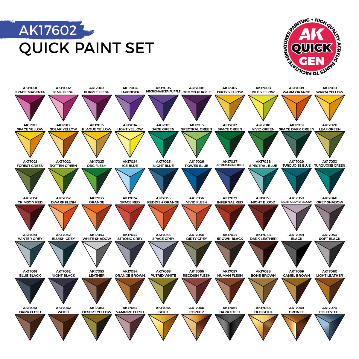 AK Interactive Quick Gen Paint Set - 72 Colors & 2 Brushes (AK17602)
