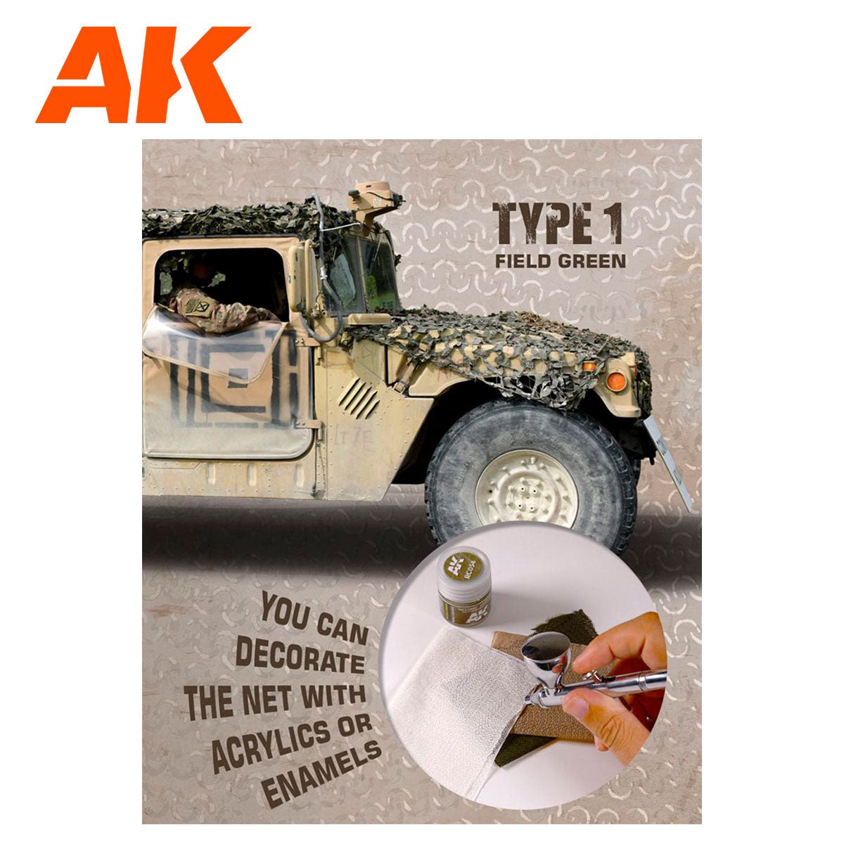 AK Interactive Regular Mimetic Net Type 1 (Field Green) (AK8066)