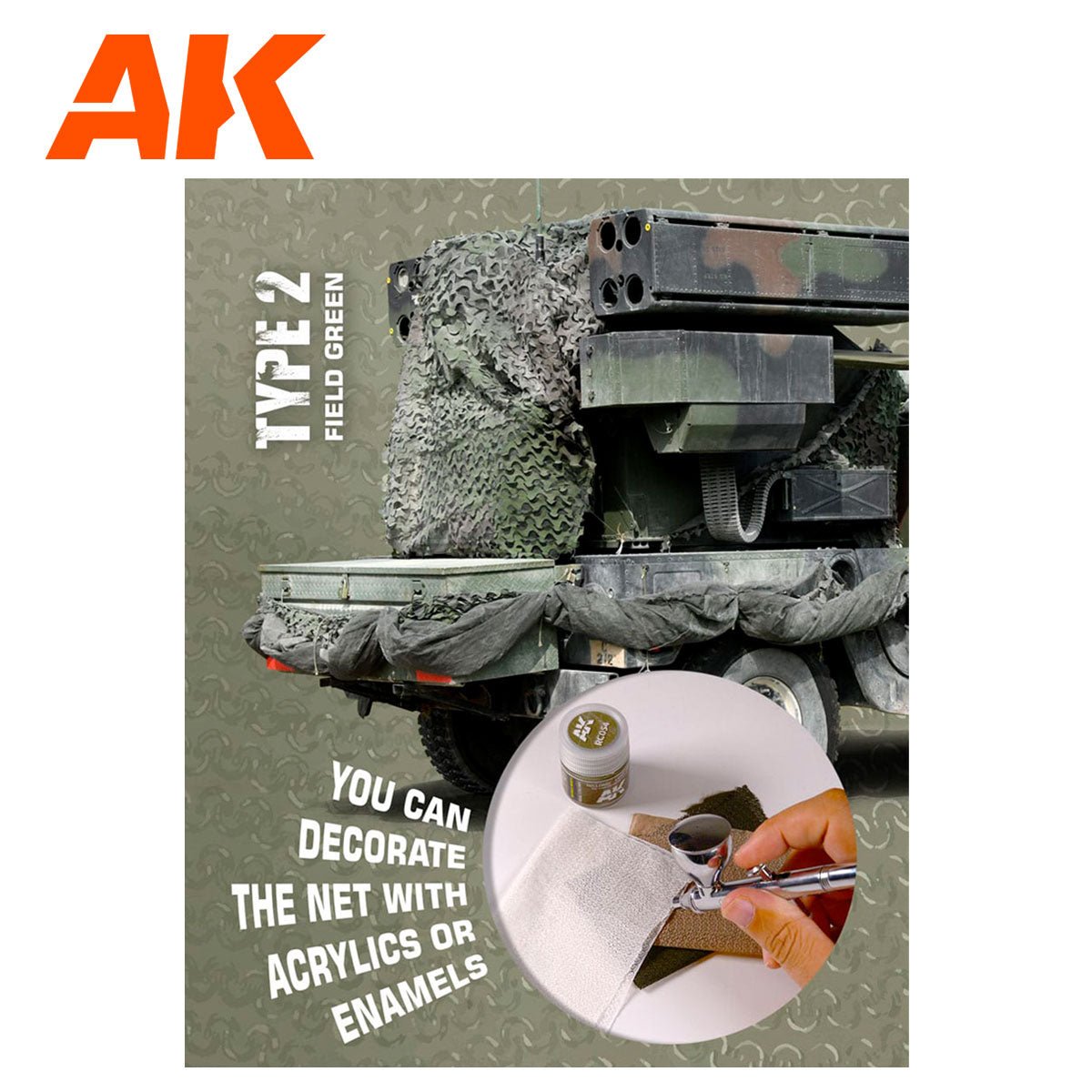 AK Interactive Regular Mimetic Net Type 2 (Field Green) (AK8067)