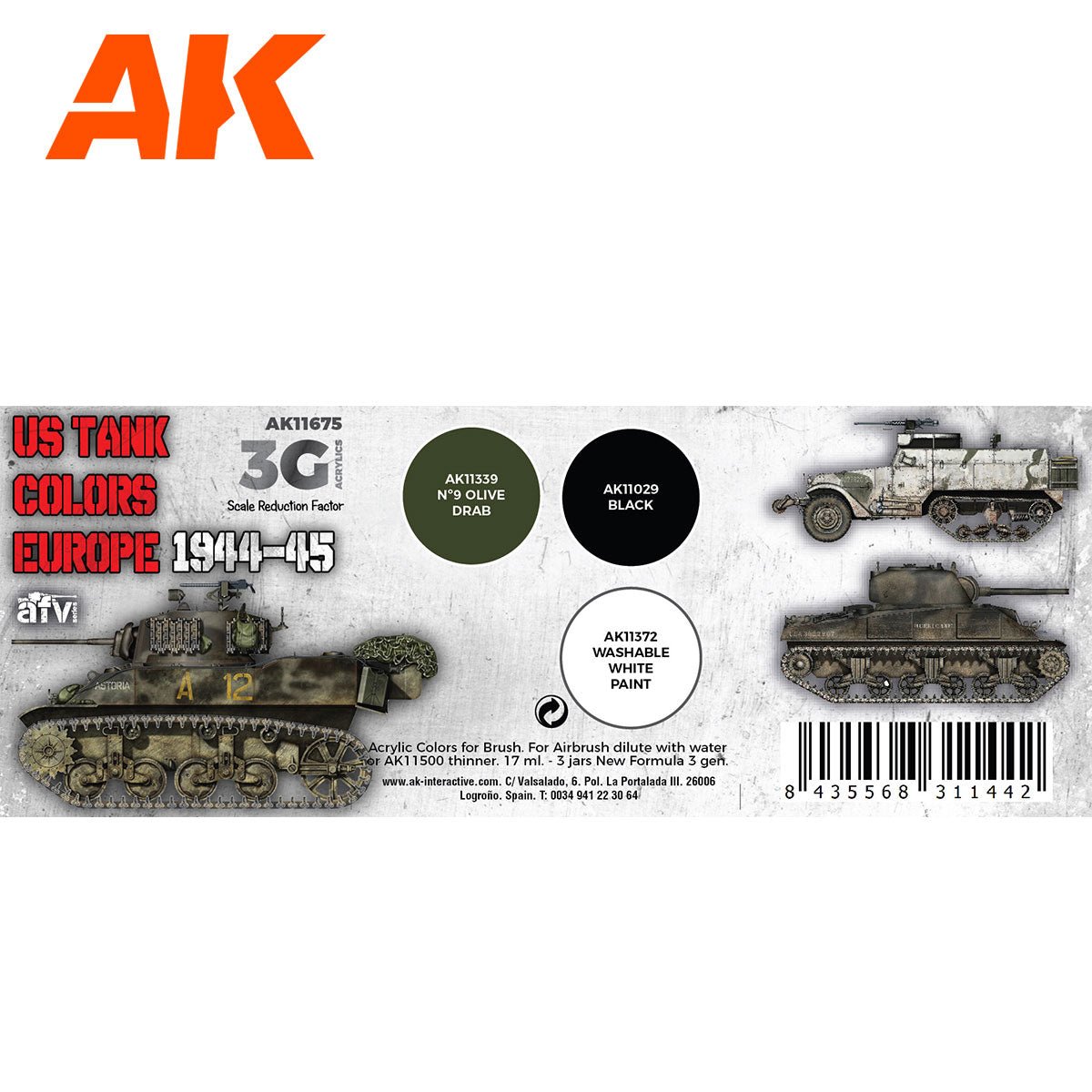 AK Interactive - Us Tank Colors Europe 1944-45 (AK11675)