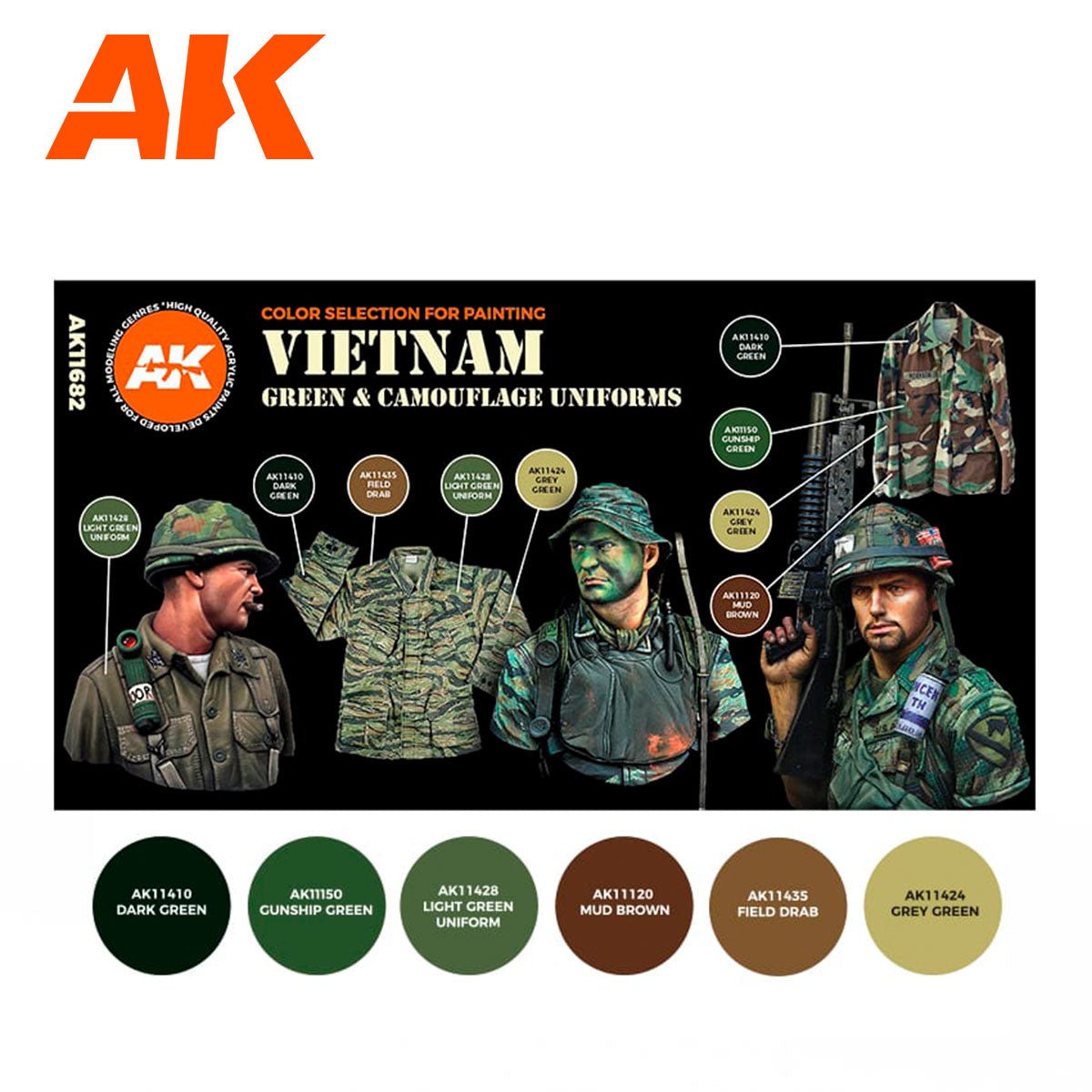 AK Interactive - Vietnam Green and Camouflage Colors 3G (AK11682)