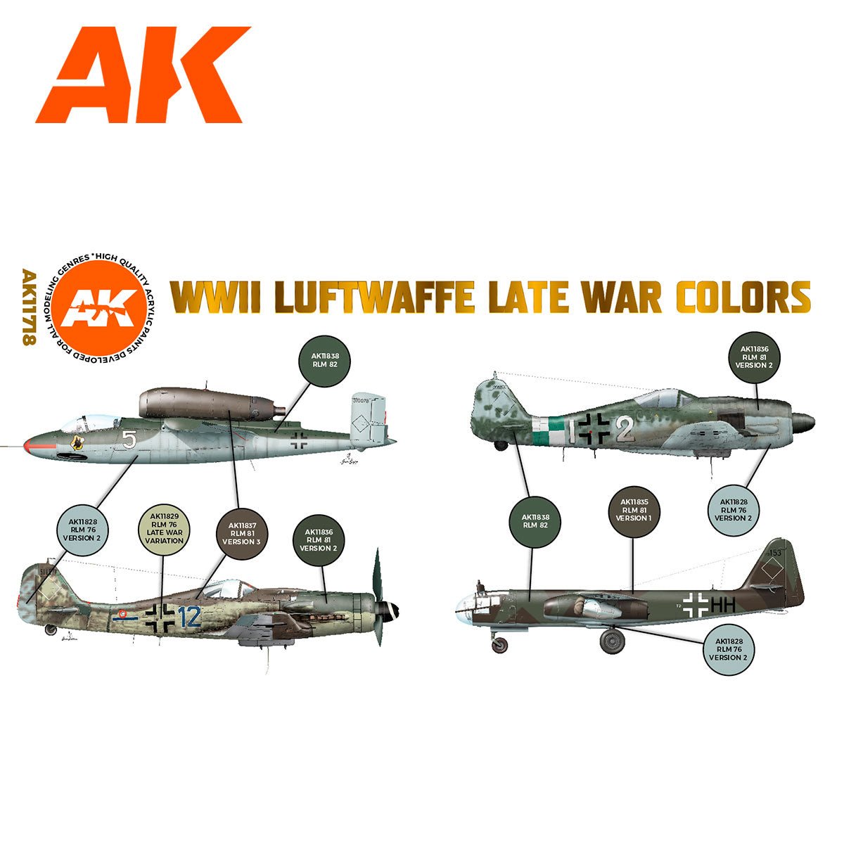 AK Interactive - WWII Luftwaffe Late War Colors Set 3G (AK11718)