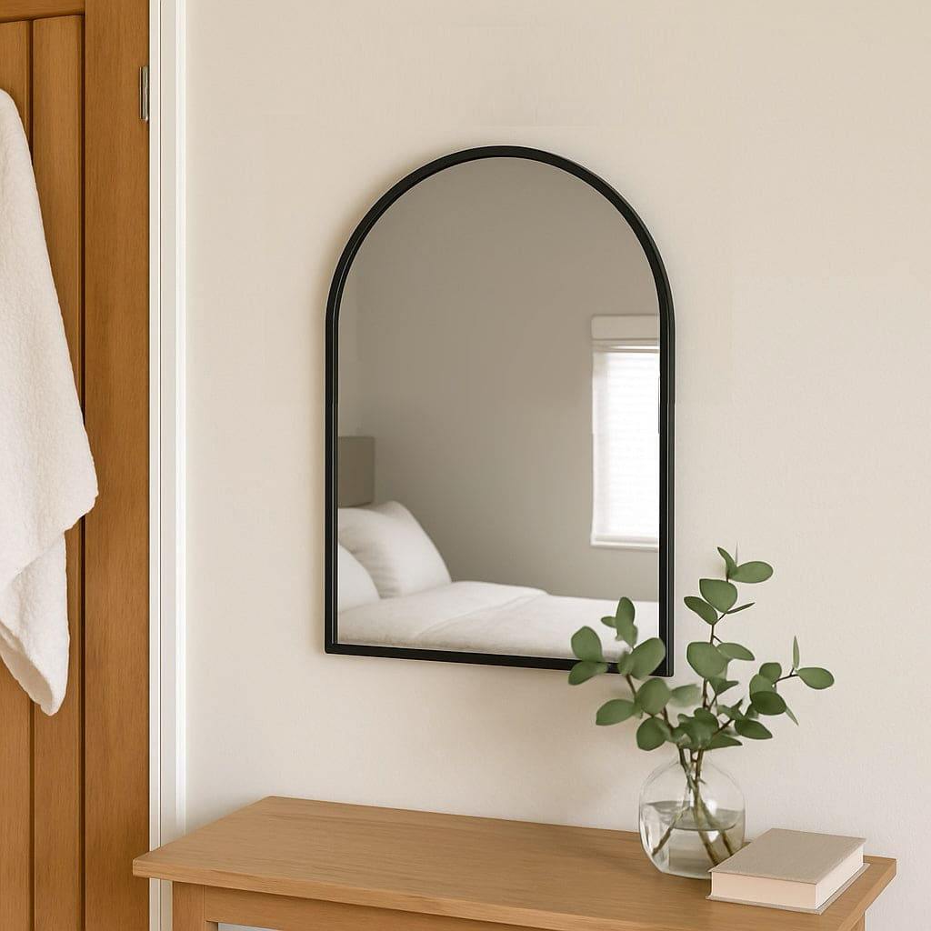 Akiko - Black Metal Arched Mirror - 70cm x 50cm