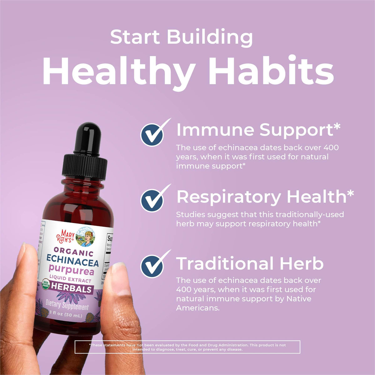 MaryRuth Organics Echinacea Purpurea Liquid | Immune Support Drops | USDA Organic | 1 Fl Oz