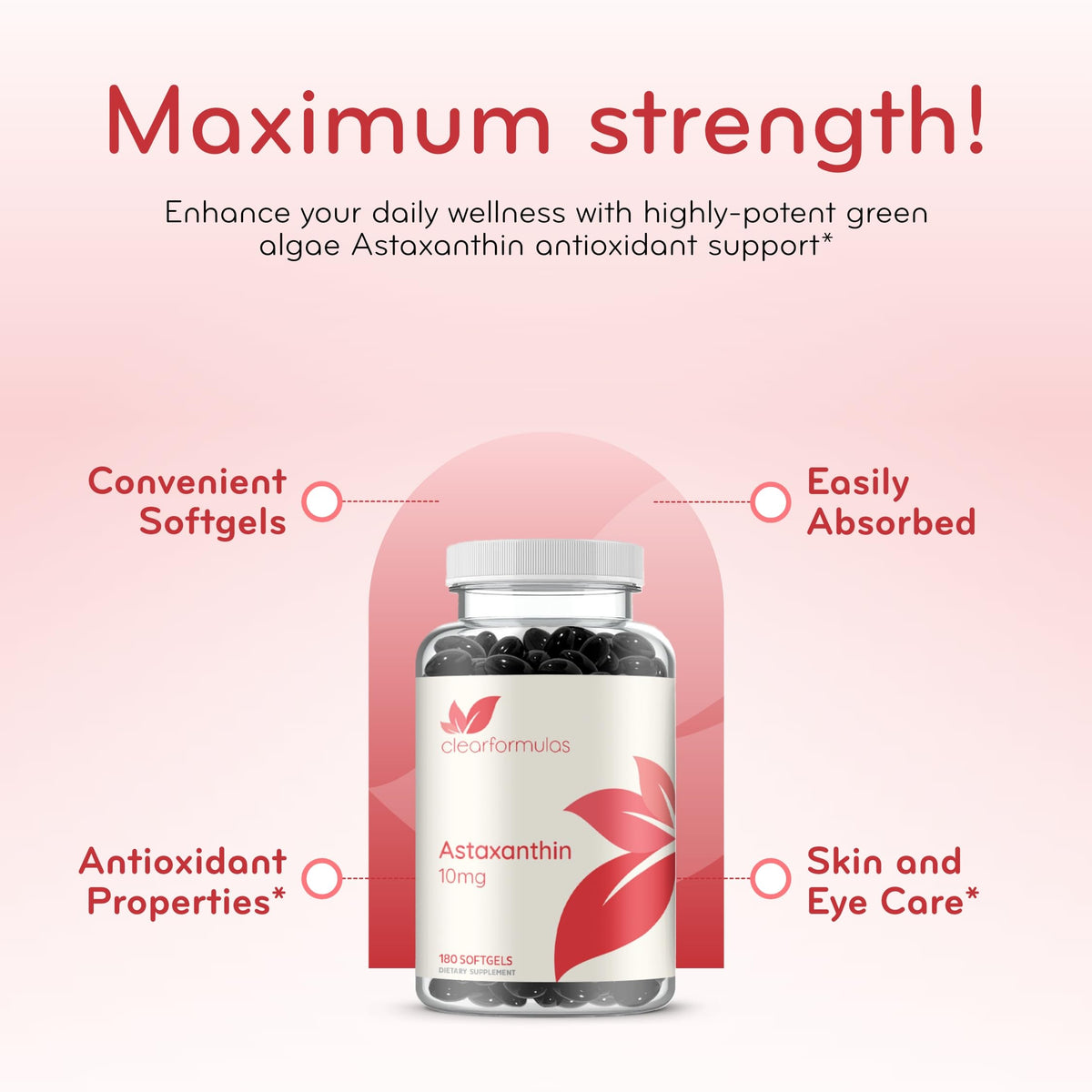 Algae Based Astaxanthin 10mg – Rapid Release, Non-GMO | 6-Month Supply