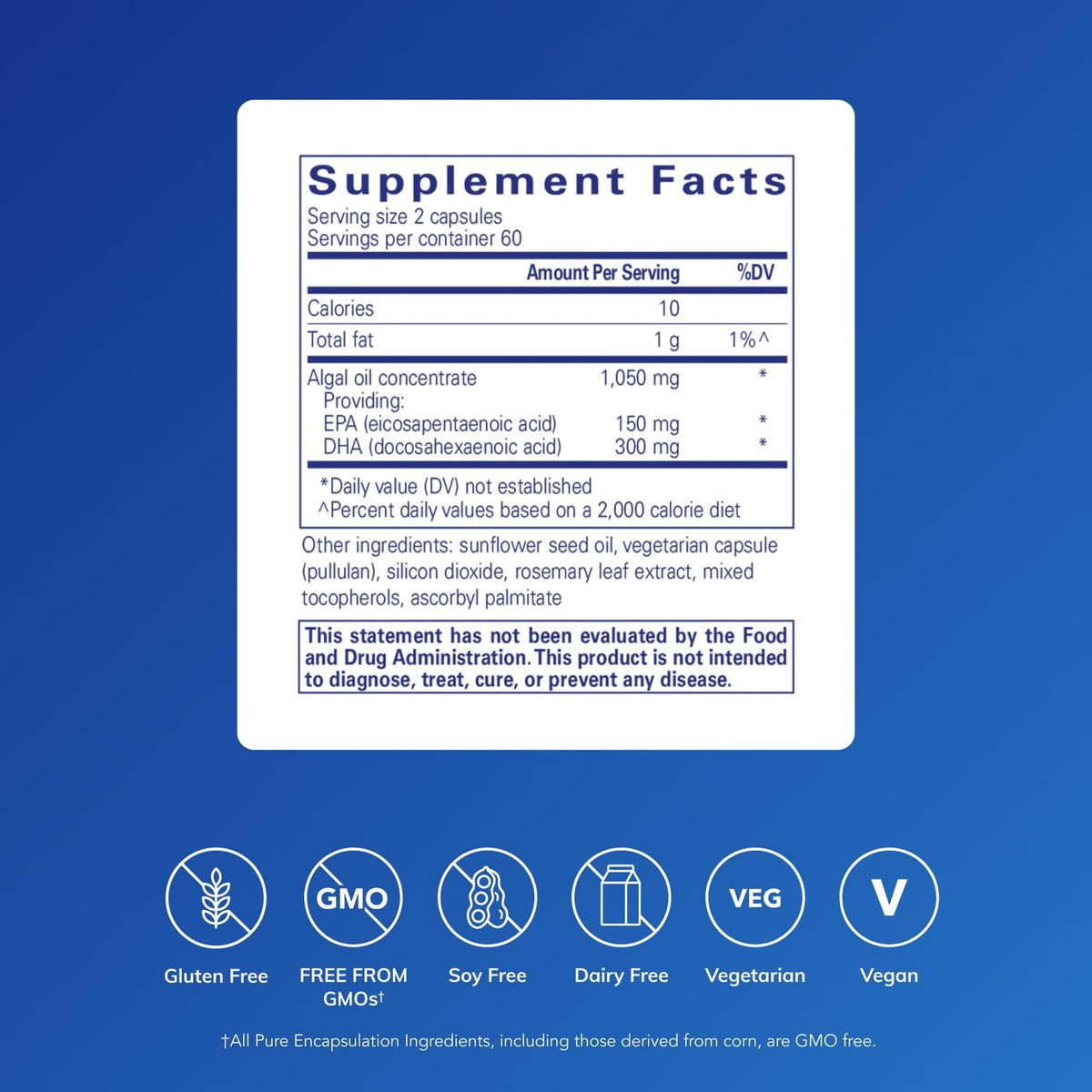 Pure Encapsulations EPA/DHA Vegetarian – Algae-Derived Omega-3, 120 Capsules